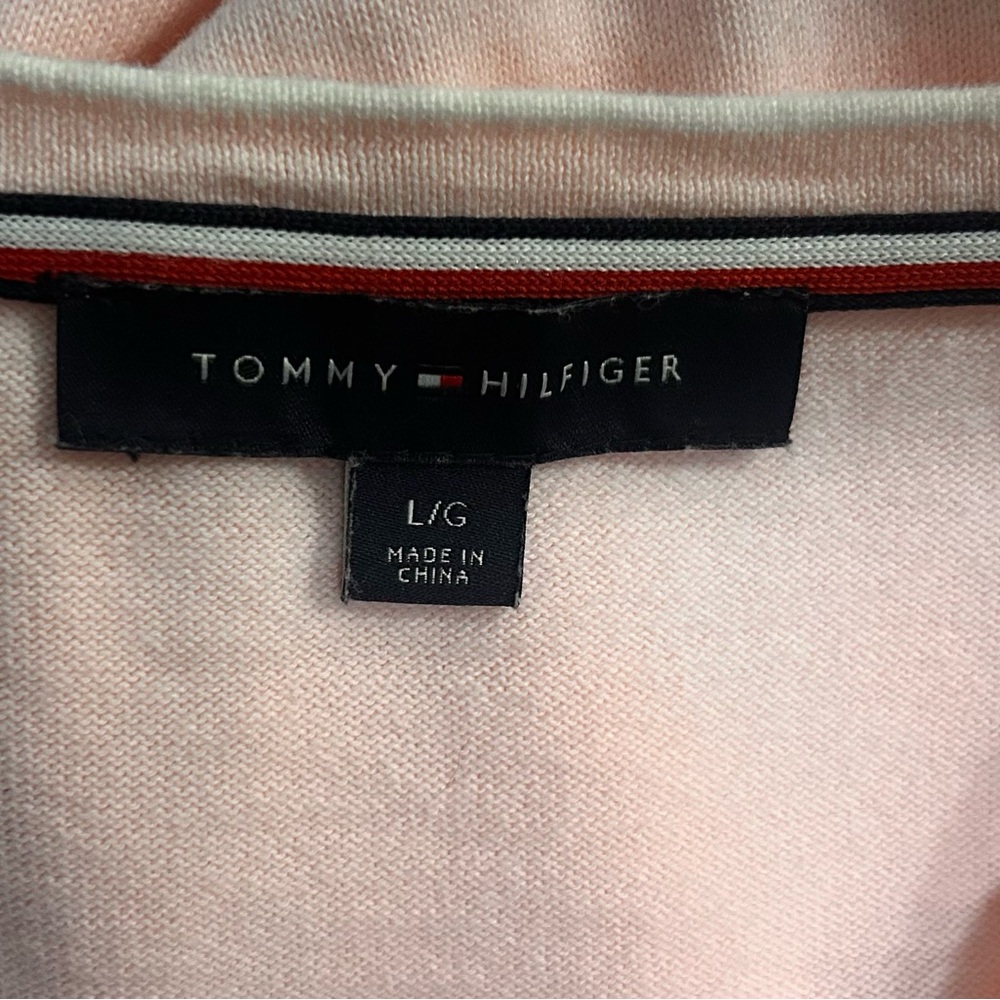 Tommy Hilfiger Pale Pink V-Neck Knit Sweater - Picture 4 of 4